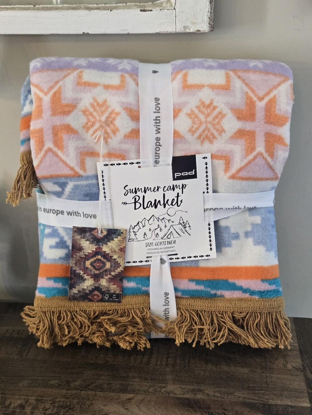 New In Package Pad Concept Summer Camp Fringe Oversized Throw- multi color
